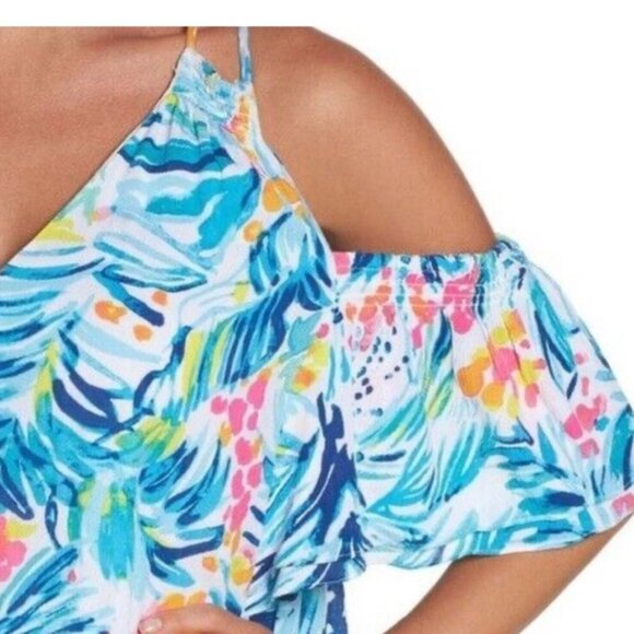 Lilly Pulitzer cold shoulder mini dress size large in floral print. - Picture 6 of 7